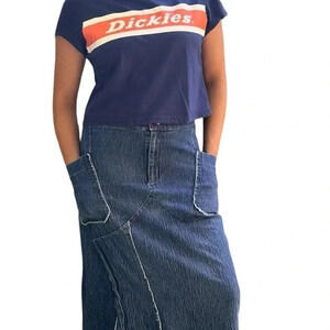 Dickies crop top tshirt, XL, navy blue with  classic logo